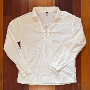 Old Navy | White Lace-Up Blouse NWOT | Size Medium Tall